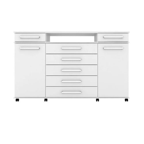 Cômoda 2 Portas 7 Gavetas Paris Espresso Móveis Branco